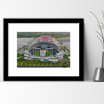 Empty Kauffman Stadium, Stadium Canvas, Sport Art, Gift for him, White Border Framed Art Print Wall Decor