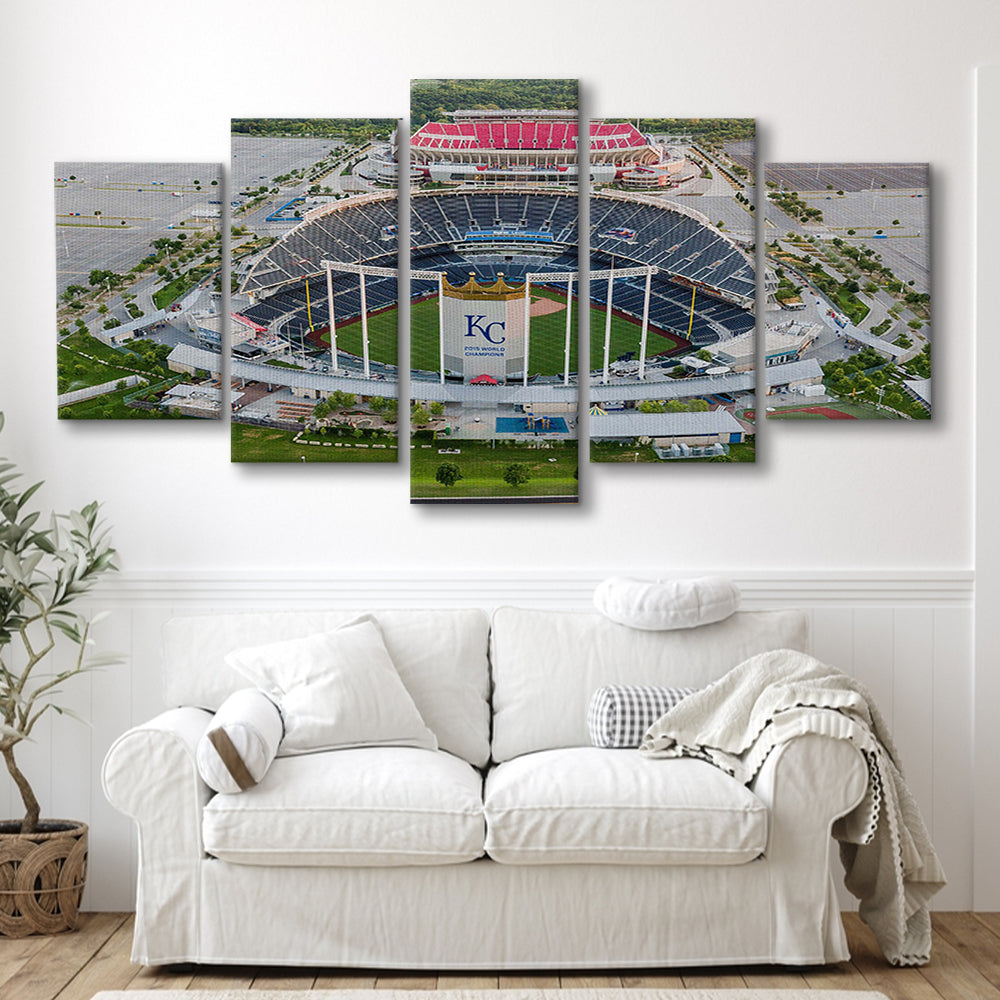 Empty Kauffman Stadium, Stadium Canvas, Sport Art, Gift for him, 5 Panel, Large Canvas, Canvas Print Wall Art