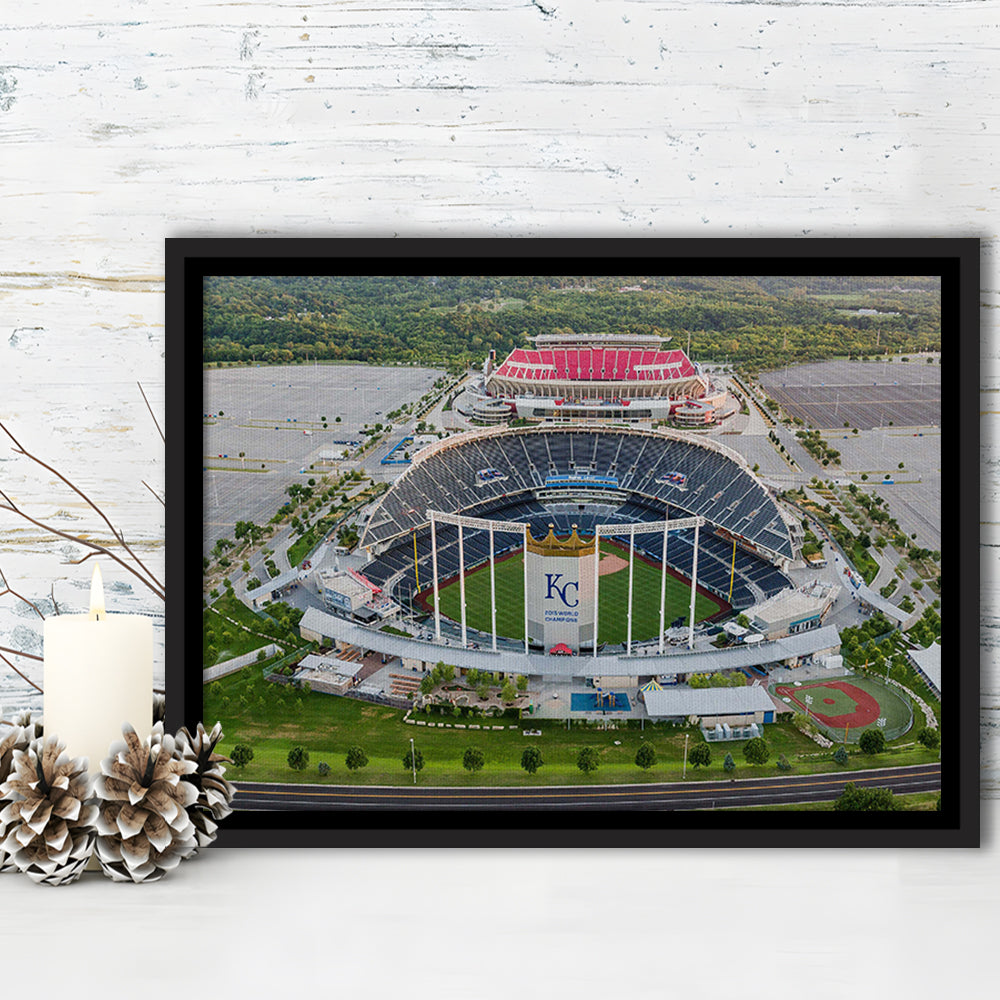 Empty Kauffman Stadium, Stadium Canvas, Sport Art, Framed Canvas Print Wall Art, Floating Frame