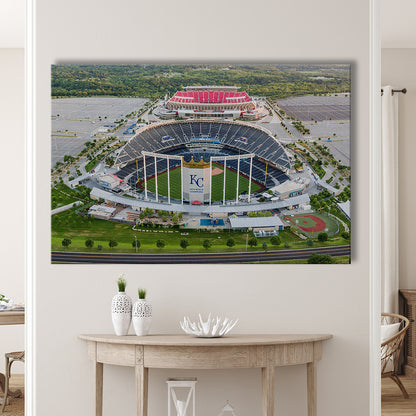 Empty Kauffman Stadium, Stadium Canvas, Sport Art, Gift for him, Man Cave Decor, Art Print, Canvas Print Wall Art