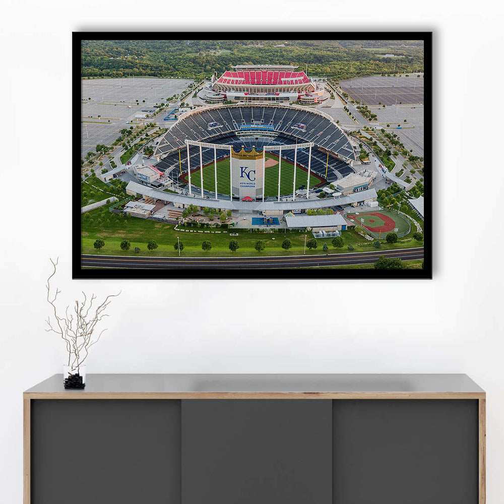 Empty Kauffman Stadium, Stadium Canvas, Sport Art, Gift for him, Framed Art Print Wall Decor, Picture Framed