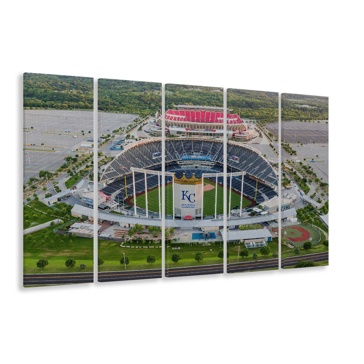 Empty Kauffman Stadium, Stadium Canvas, Sport Art, 5 Panel B, Extra Large Canvas, Canvas Print Wall Art