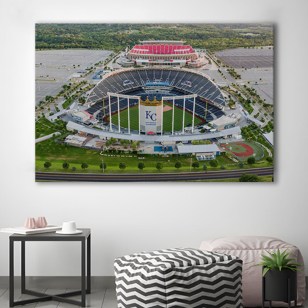 Empty Kauffman Stadium, Stadium Canvas, Sport Art, Gift for him, Man Cave Decor, Art Print, Canvas Print Wall Art