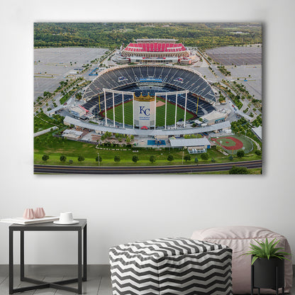 Empty Kauffman Stadium, Stadium Canvas, Sport Art, Gift for him, Man Cave Decor, Art Print, Canvas Print Wall Art