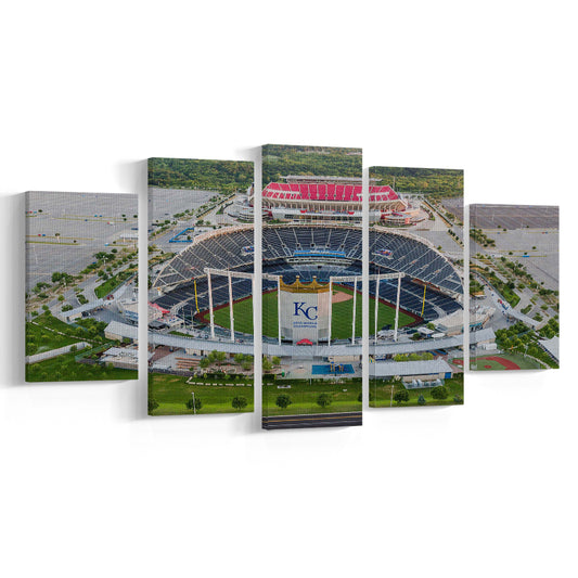 Empty Kauffman Stadium, Stadium Canvas, Sport Art, Gift for him, 5 Panel, Large Canvas, Canvas Print Wall Art
