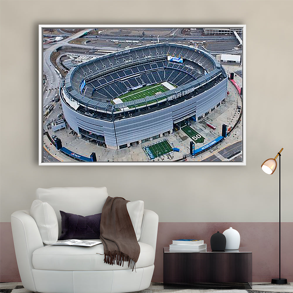 Empty MetLife Stadium, Stadium Canvas, Sport Art, Framed Canvas Print Wall Art, Floating Frame