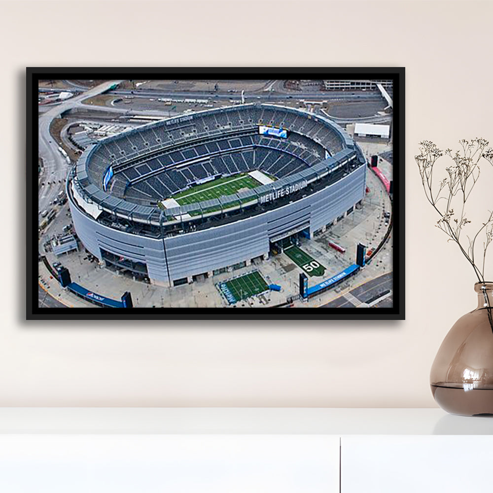 Empty MetLife Stadium, Stadium Canvas, Sport Art, Framed Canvas Print Wall Art, Floating Frame
