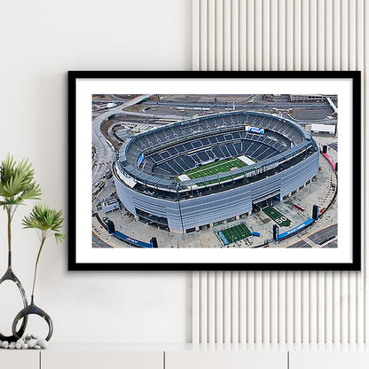Empty MetLife Stadium, Stadium Canvas, Sport Art, Gift for him, White Border Framed Art Print Wall Decor