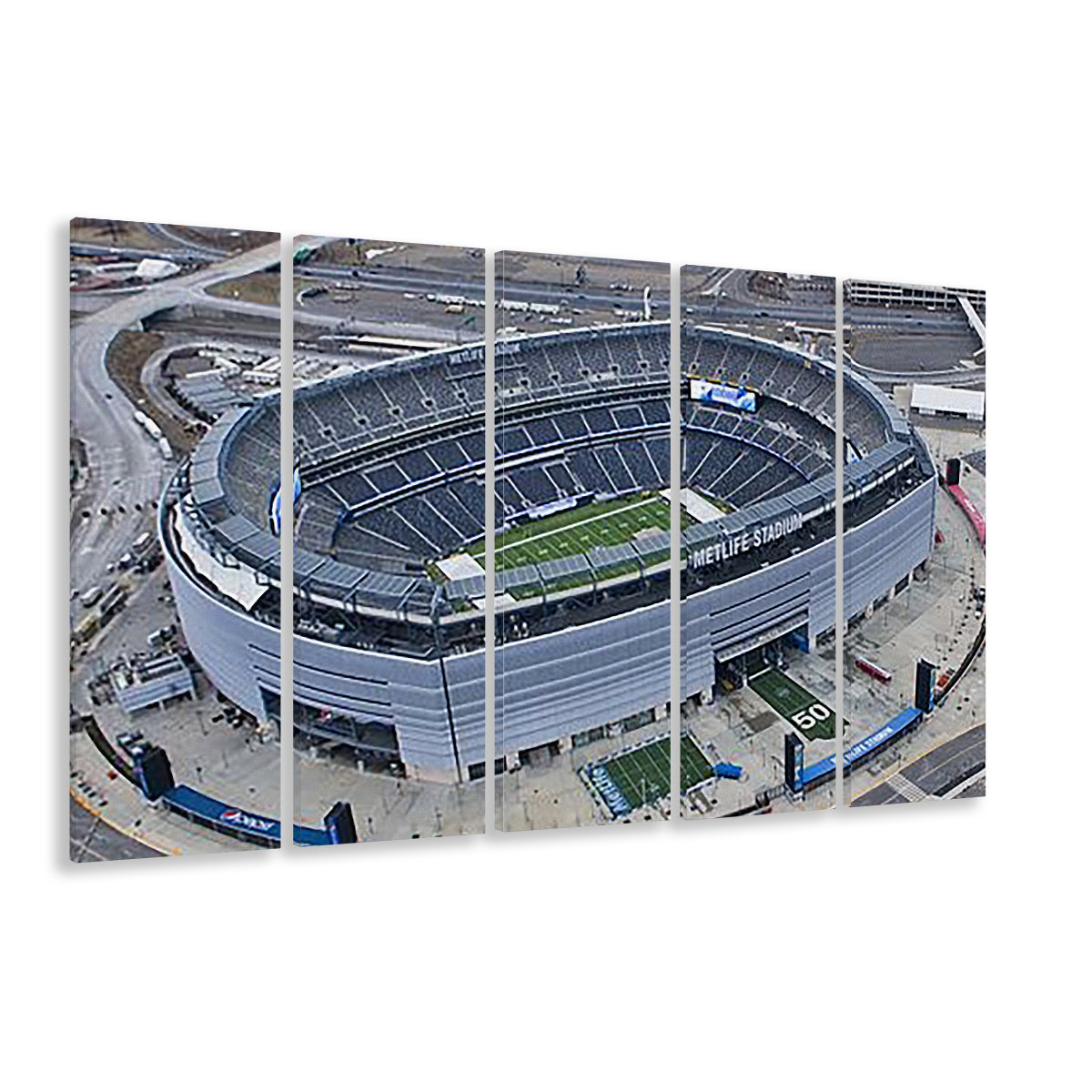 Empty MetLife Stadium, Stadium Canvas, Sport Art, 5 Panel B, Extra Large Canvas, Canvas Print Wall Art