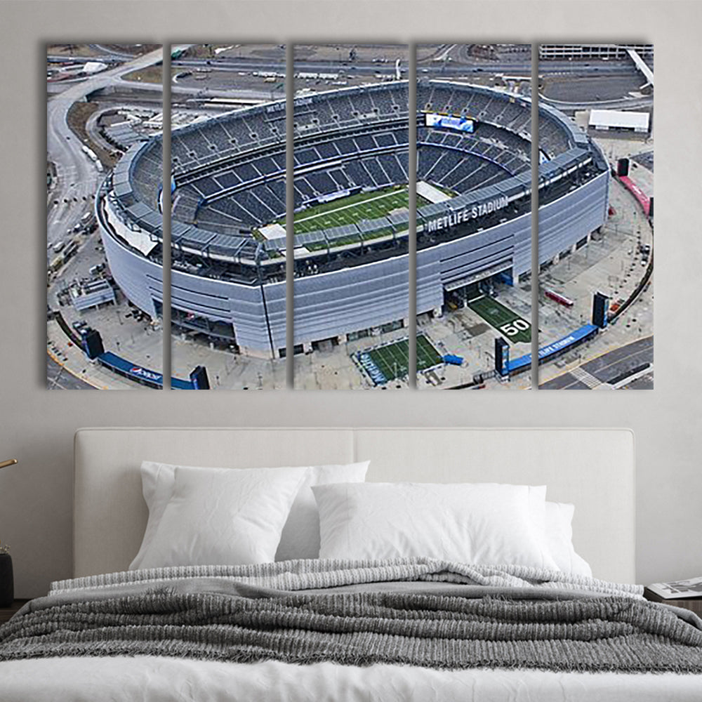 Empty MetLife Stadium, Stadium Canvas, Sport Art, 5 Panel B, Extra Large Canvas, Canvas Print Wall Art