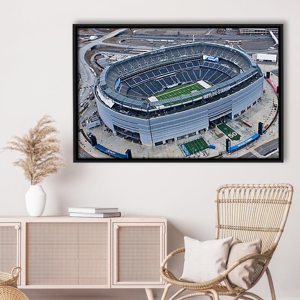 Empty MetLife Stadium, Stadium Canvas, Sport Art, Framed Canvas Print Wall Art, Floating Frame