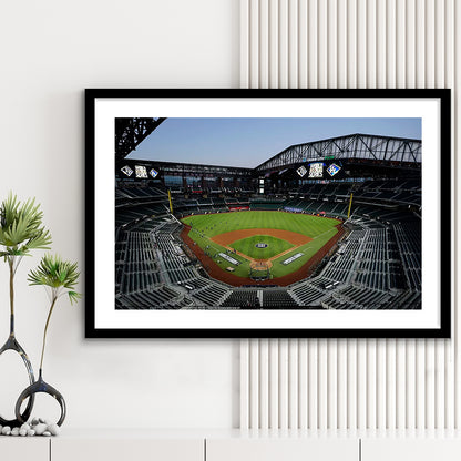 Empty Stadium at Globe Life Field, Stadium Canvas, Sport Art, Gift for him, White Border Framed Art Print Wall Decor