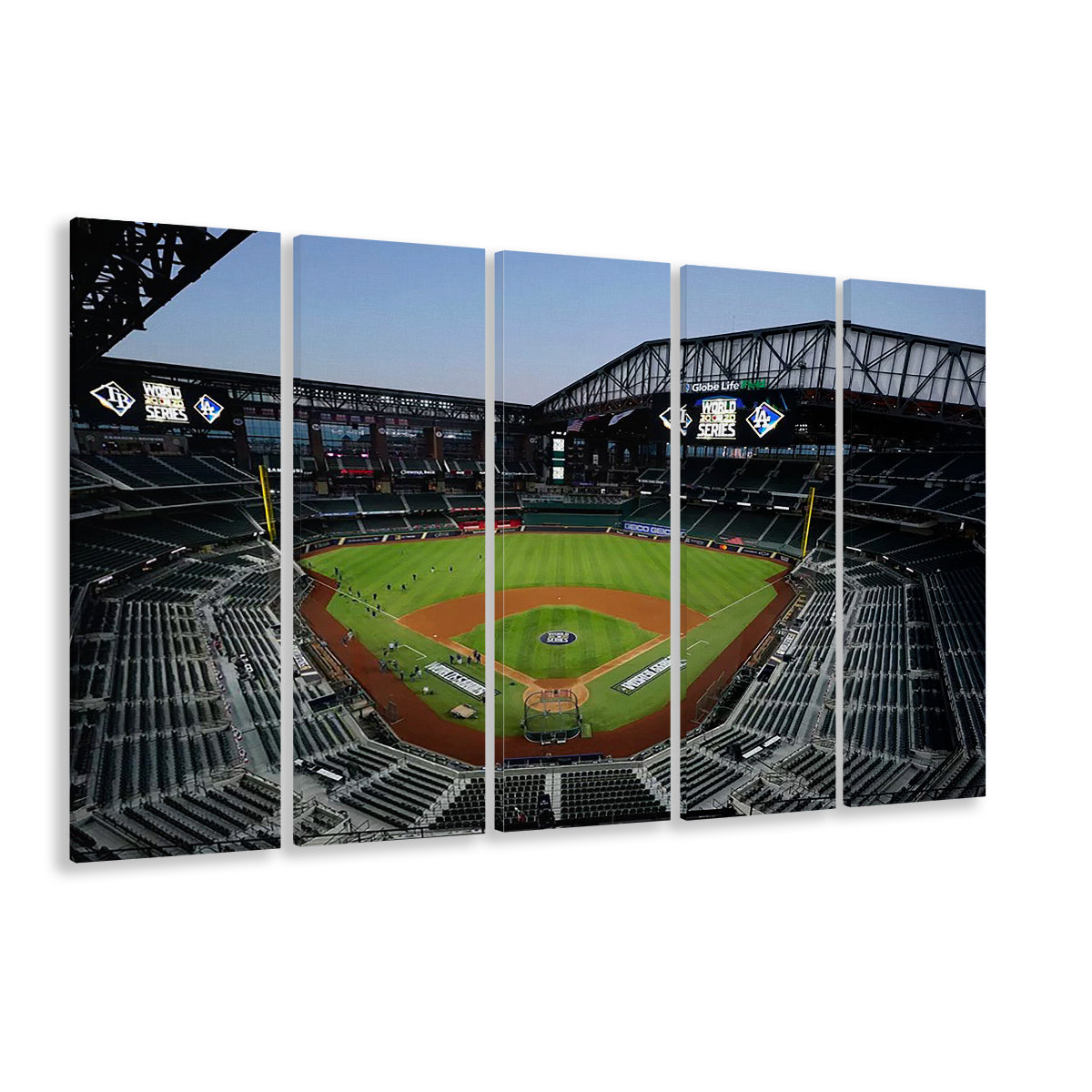 Empty Stadium at Globe Life Field, Stadium Canvas, Sport Art, 5 Panel B, Extra Large Canvas, Canvas Print Wall Art