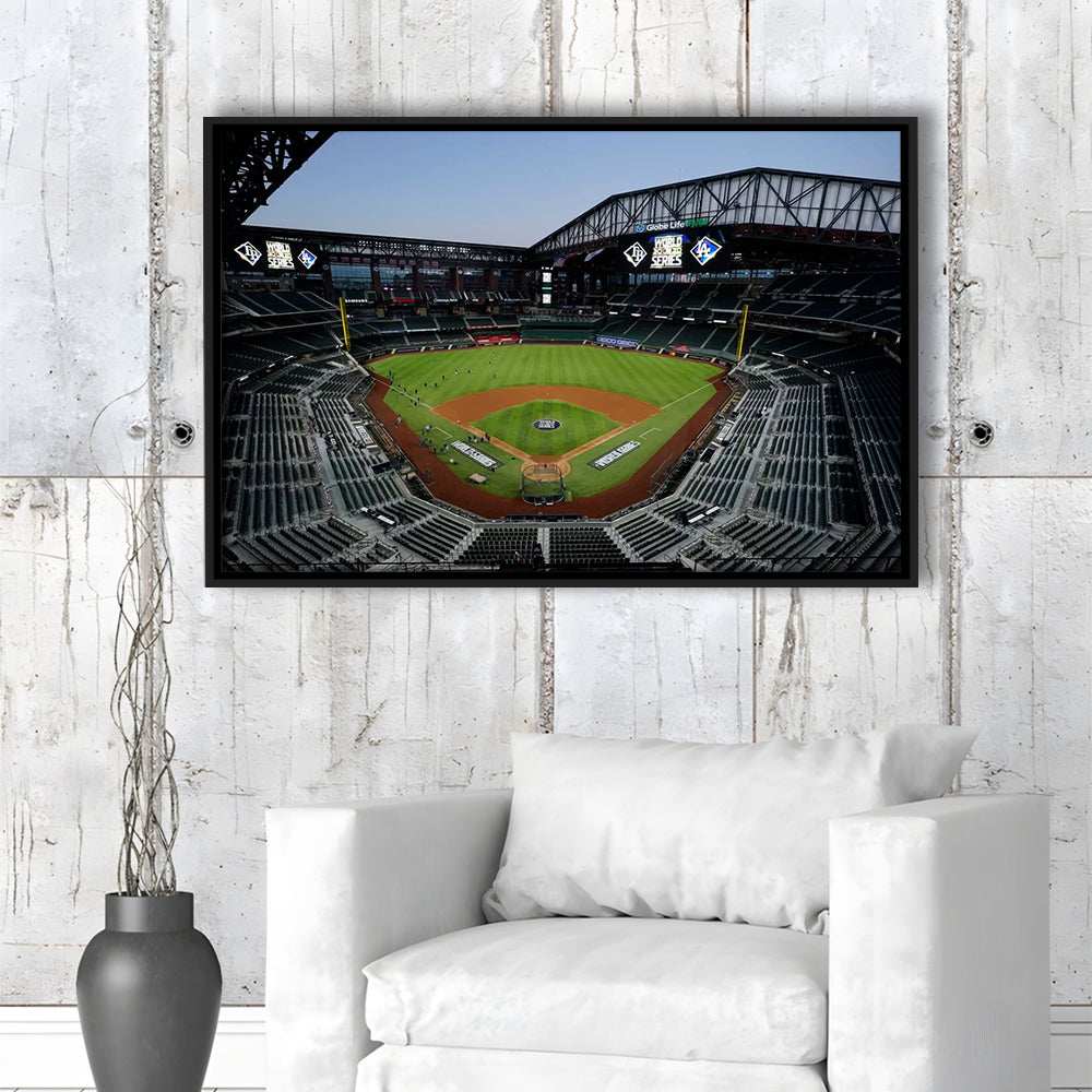 Empty Stadium at Globe Life Field, Stadium Canvas, Sport Art, Framed Canvas Print Wall Art, Floating Frame