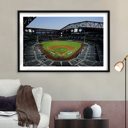 Empty Stadium at Globe Life Field, Stadium Canvas, Sport Art, Gift for him, White Border Framed Art Print Wall Decor