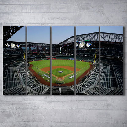 Empty Stadium at Globe Life Field, Stadium Canvas, Sport Art, 5 Panel B, Extra Large Canvas, Canvas Print Wall Art
