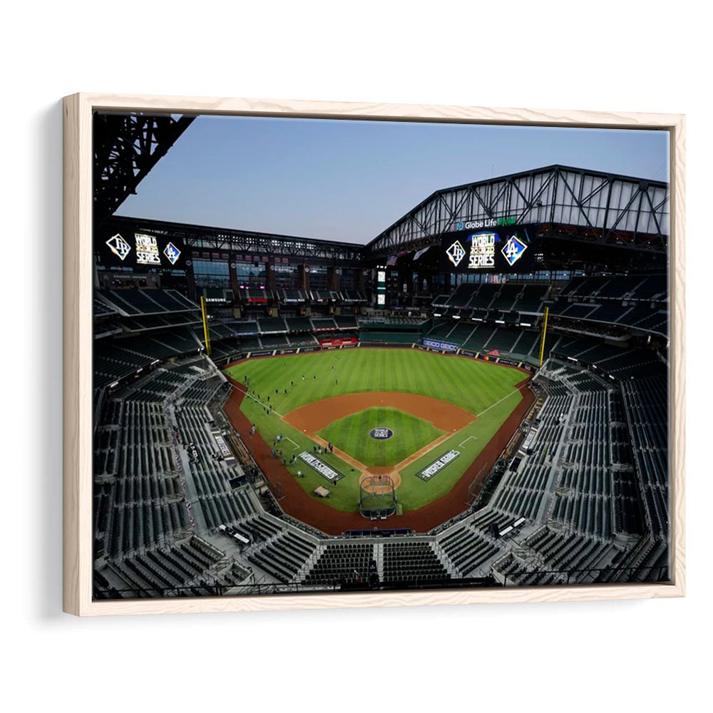 Empty Stadium at Globe Life Field, Stadium Canvas, Sport Art, Framed Canvas Print Wall Art, Floating Frame