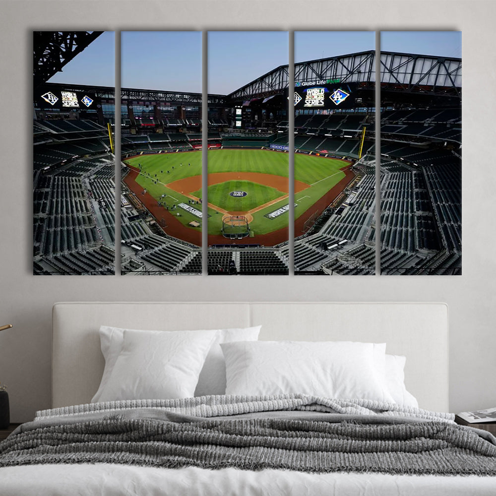 Empty Stadium at Globe Life Field, Stadium Canvas, Sport Art, 5 Panel B, Extra Large Canvas, Canvas Print Wall Art