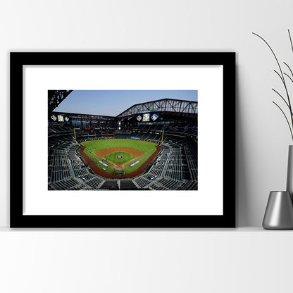 Empty Stadium at Globe Life Field, Stadium Canvas, Sport Art, Gift for him, White Border Framed Art Print Wall Decor