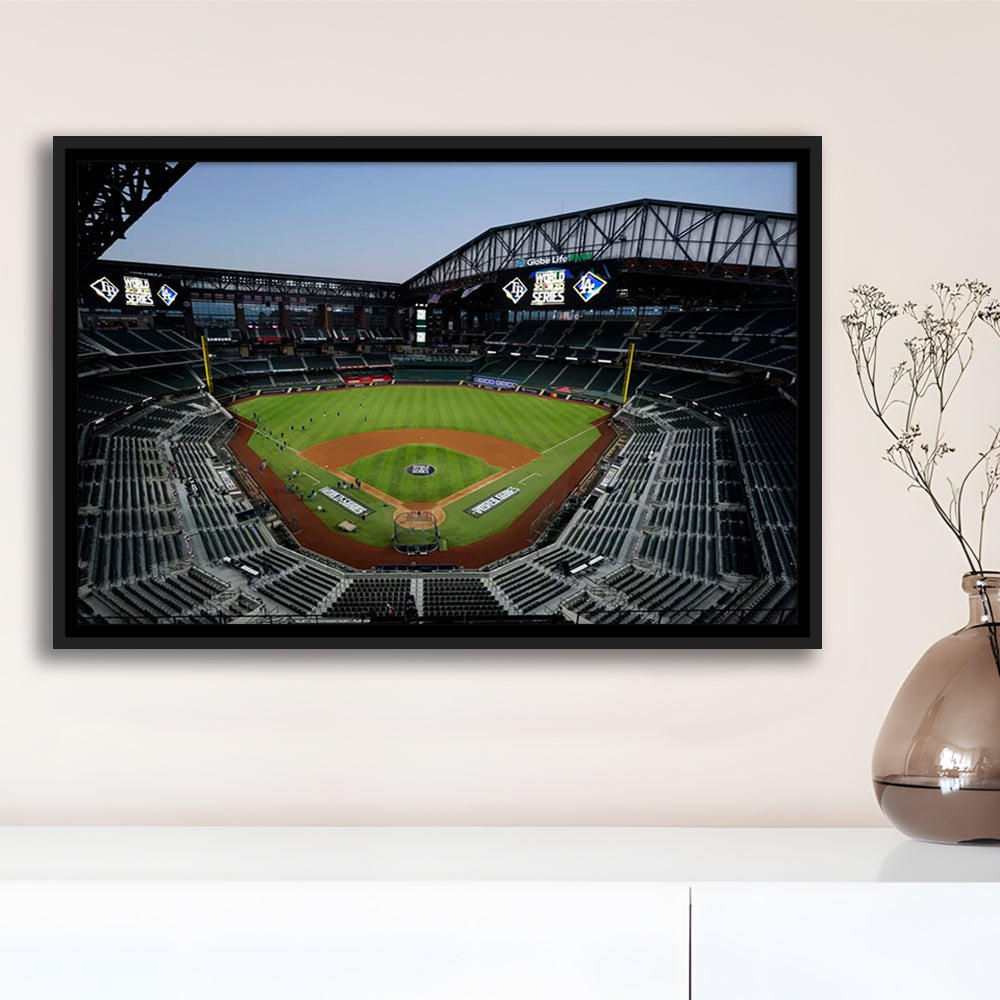 Empty Stadium at Globe Life Field, Stadium Canvas, Sport Art, Framed Canvas Print Wall Art, Floating Frame