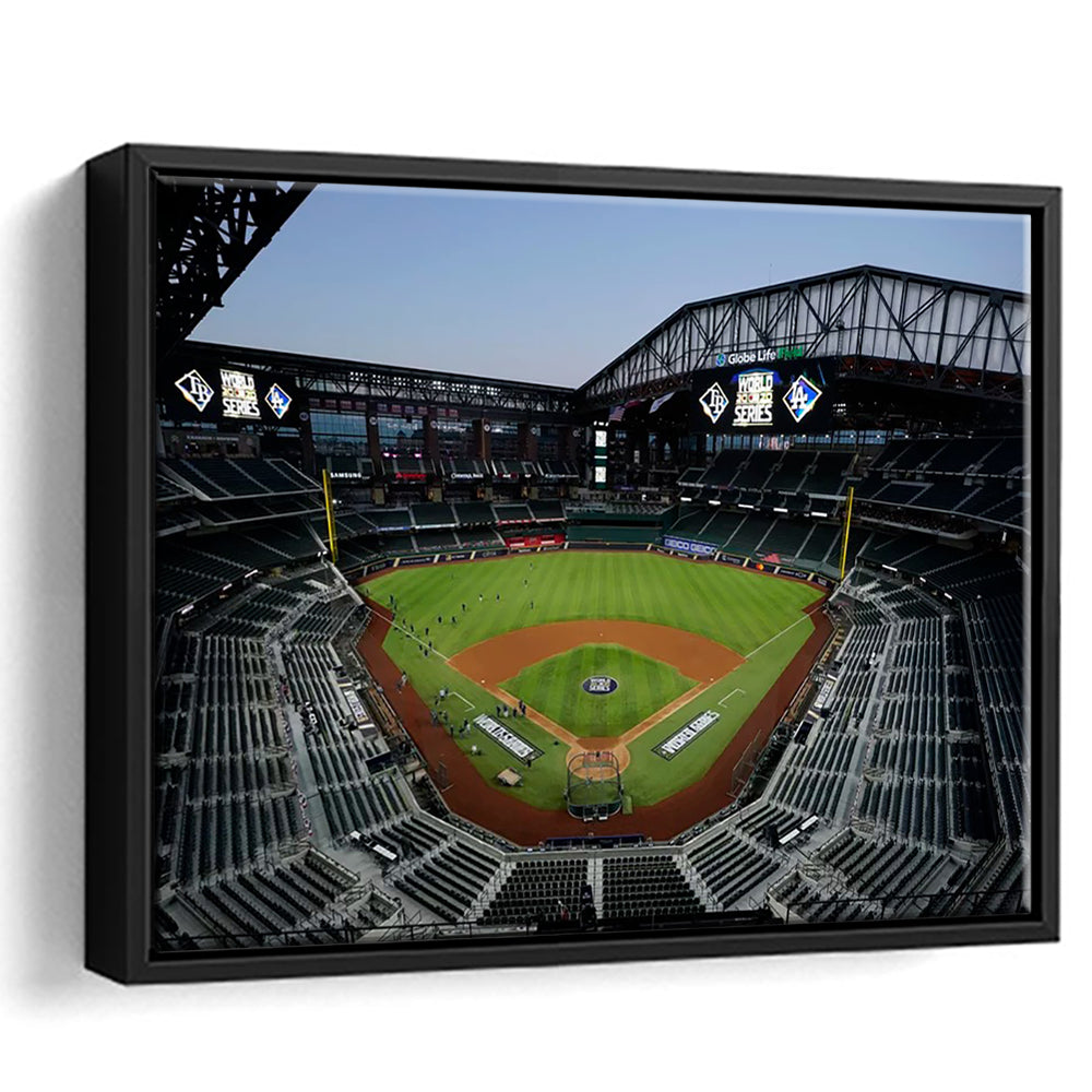 Empty Stadium at Globe Life Field, Stadium Canvas, Sport Art, Framed Canvas Print Wall Art, Floating Frame