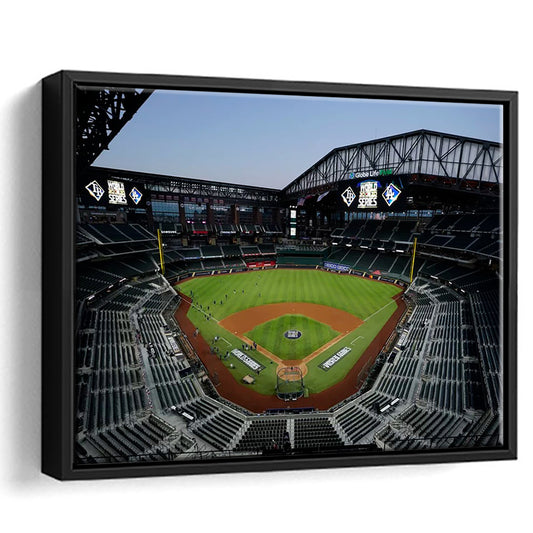 Empty Stadium at Globe Life Field, Stadium Canvas, Sport Art, Framed Canvas Print Wall Art, Floating Frame