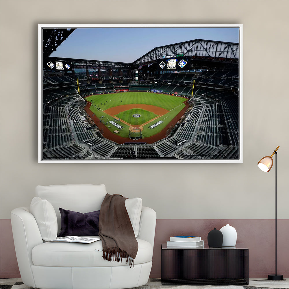 Empty Stadium at Globe Life Field, Stadium Canvas, Sport Art, Framed Canvas Print Wall Art, Floating Frame