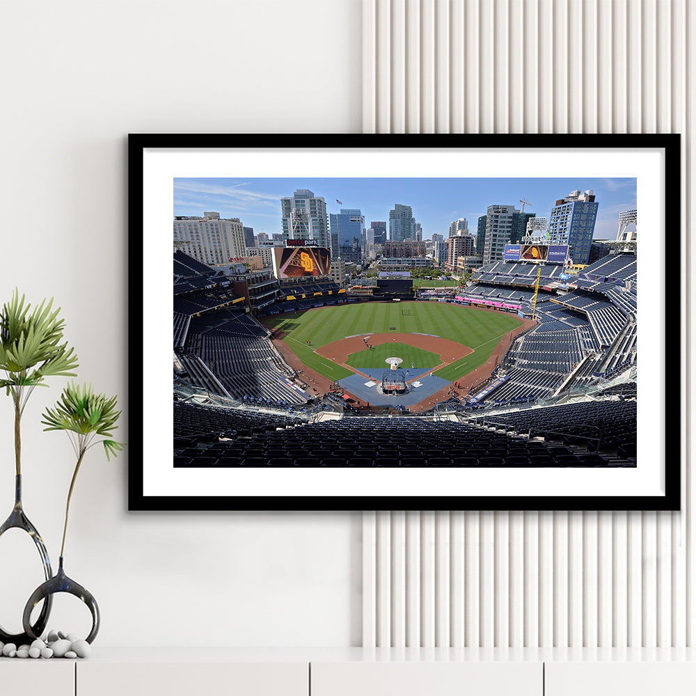 Empty Stadium of Petco Park, Stadium Canvas, Sport Art, Gift for him, White Border Framed Art Print Wall Decor
