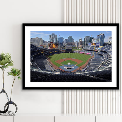 Empty Stadium of Petco Park, Stadium Canvas, Sport Art, Gift for him, White Border Framed Art Print Wall Decor