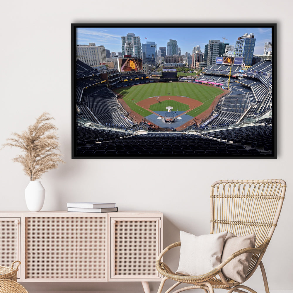 Empty Stadium of Petco Park, Stadium Canvas, Sport Art, Framed Canvas Print Wall Art, Floating Frame