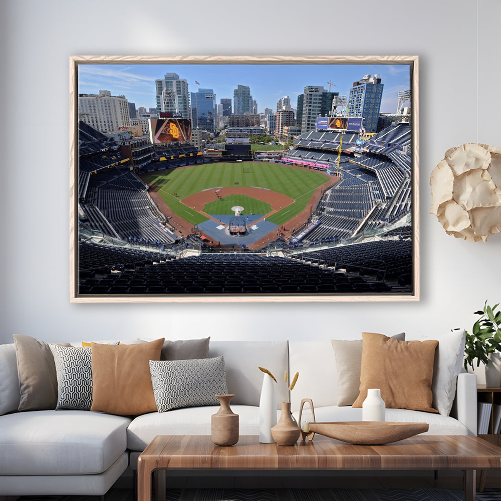 Empty Stadium of Petco Park, Stadium Canvas, Sport Art, Framed Canvas Print Wall Art, Floating Frame