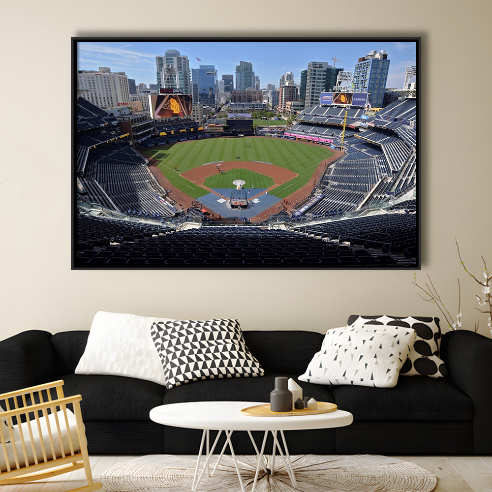 Empty Stadium of Petco Park, Stadium Canvas, Sport Art, Framed Canvas Print Wall Art, Floating Frame
