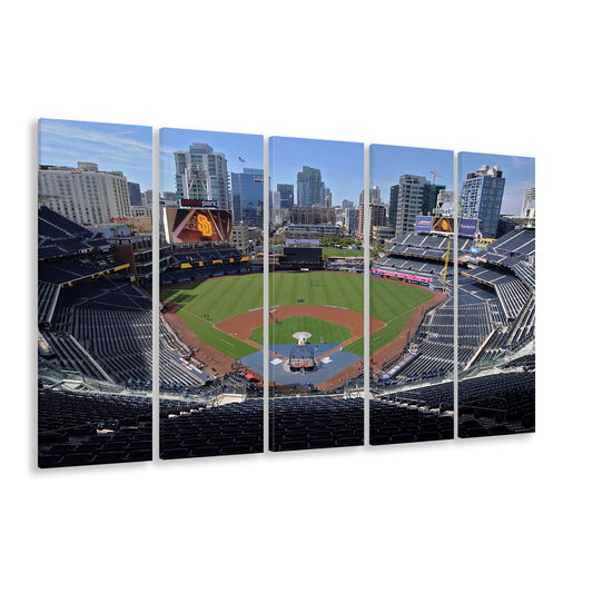 Empty Stadium of Petco Park, Stadium Canvas, Sport Art, 5 Panel B, Extra Large Canvas, Canvas Print Wall Art