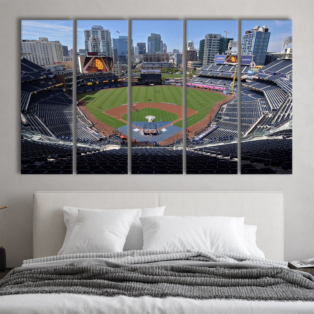 Empty Stadium of Petco Park, Stadium Canvas, Sport Art, 5 Panel B, Extra Large Canvas, Canvas Print Wall Art