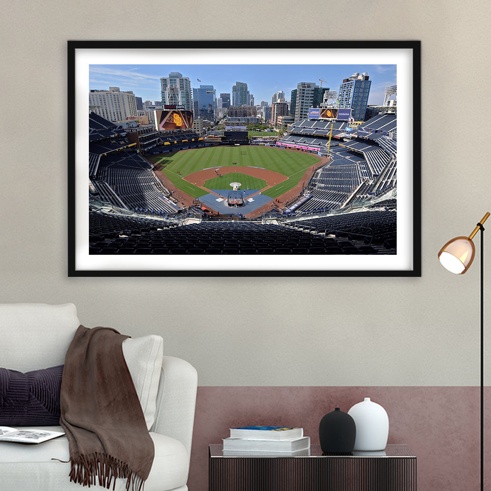 Empty Stadium of Petco Park, Stadium Canvas, Sport Art, Gift for him, White Border Framed Art Print Wall Decor