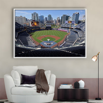 Empty Stadium of Petco Park, Stadium Canvas, Sport Art, Framed Canvas Print Wall Art, Floating Frame