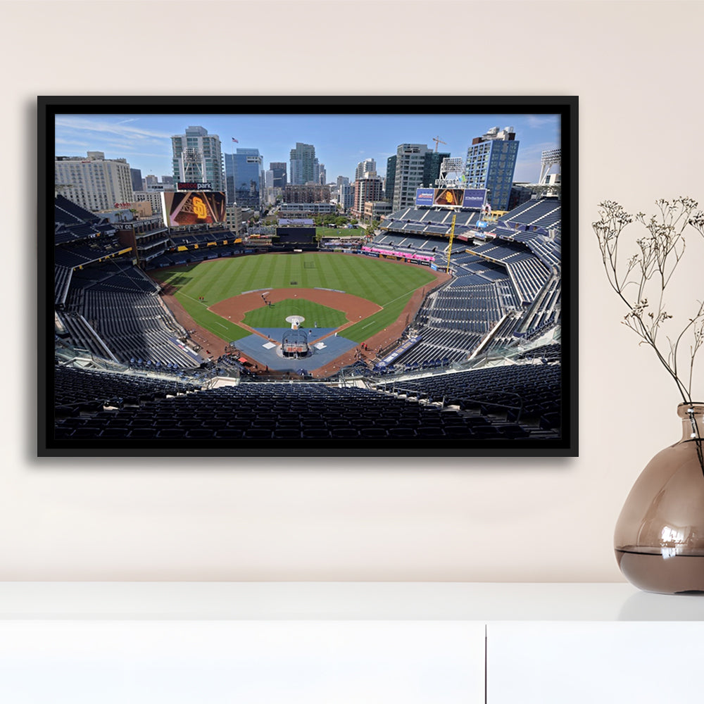 Empty Stadium of Petco Park, Stadium Canvas, Sport Art, Framed Canvas Print Wall Art, Floating Frame