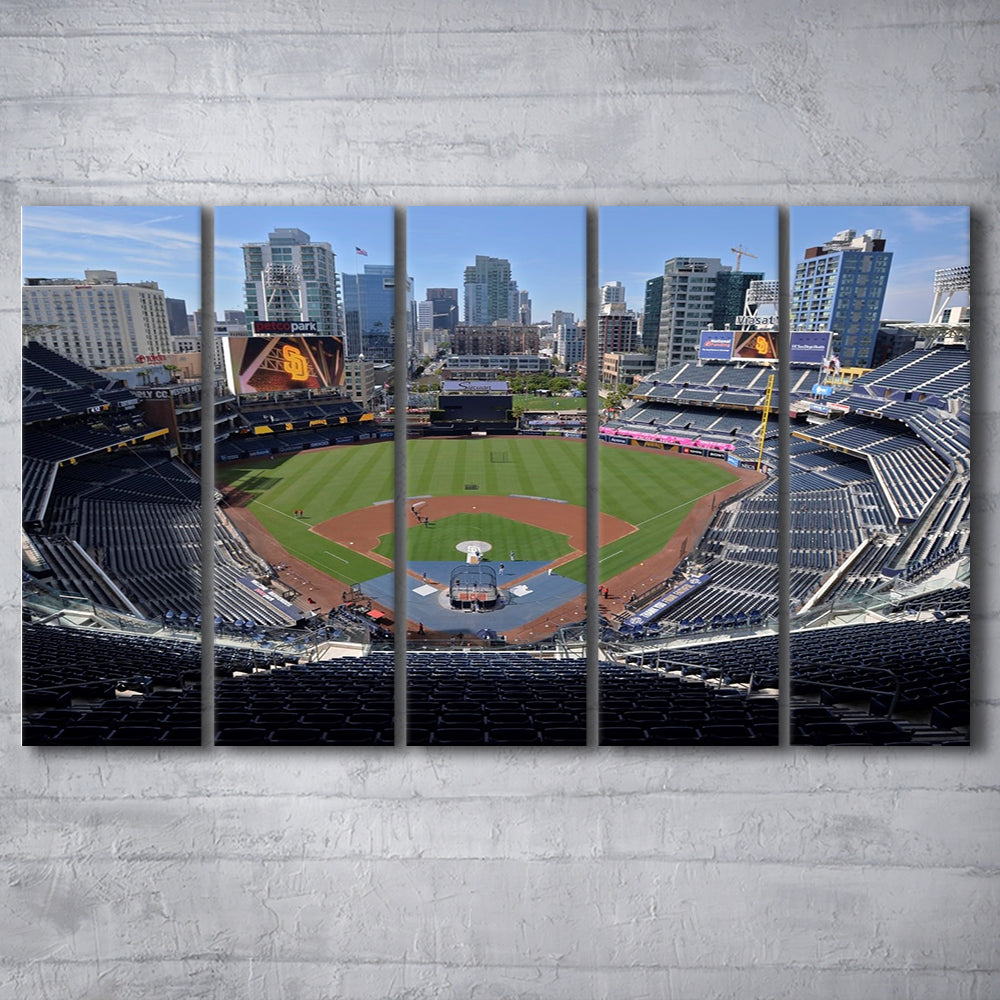 Empty Stadium of Petco Park, Stadium Canvas, Sport Art, 5 Panel B, Extra Large Canvas, Canvas Print Wall Art