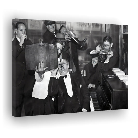 End of Prohibition Print, Black and White, Vintage Photo, Bar Cart Print, Pub Art Decor, Canvas Print Wall Art Decor