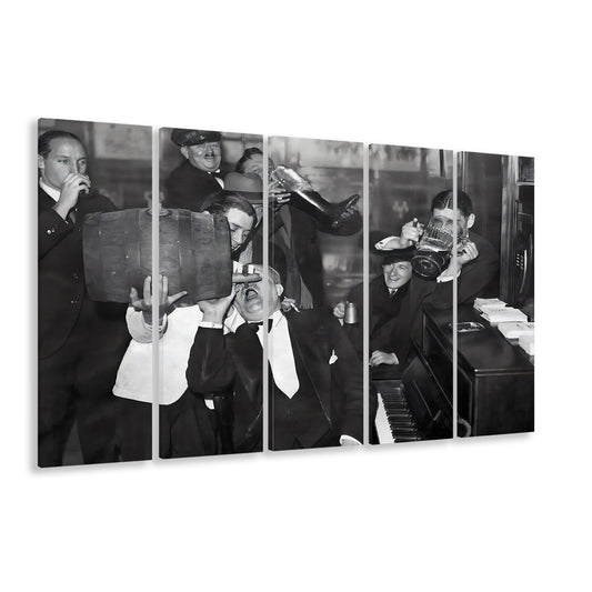 End of Prohibition Print, Black and White, Vintage Photo, Bar Cart Print, Pub Art Decor, 5 Pieces Large Canvas Print