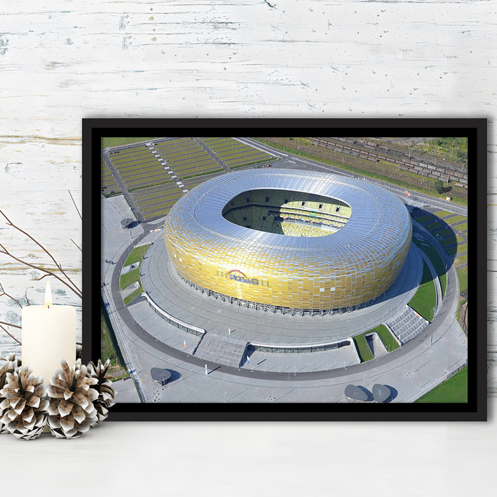 Energa Stadium in Poland, Stadium Canvas, Sport Art, Framed Canvas Print Wall Art, Floating Frame