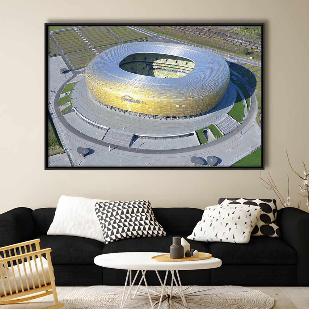 Energa Stadium in Poland, Stadium Canvas, Sport Art, Framed Canvas Print Wall Art, Floating Frame