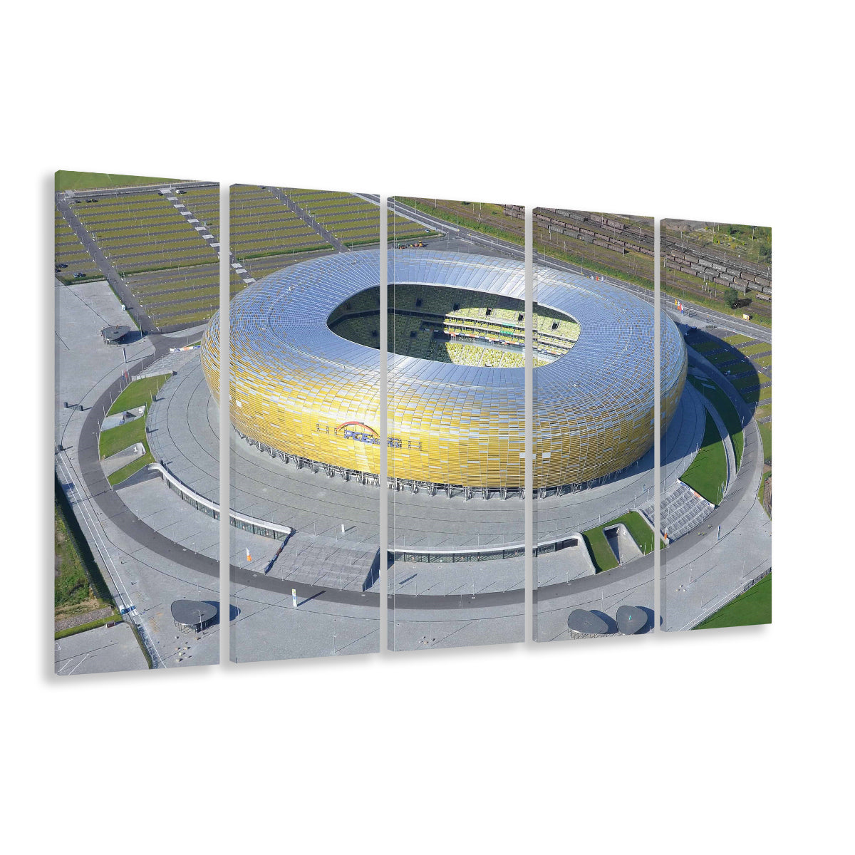 Energa Stadium in Poland, Stadium Canvas, Sport Art, 5 Panel B, Extra Large Canvas, Canvas Print Wall Art