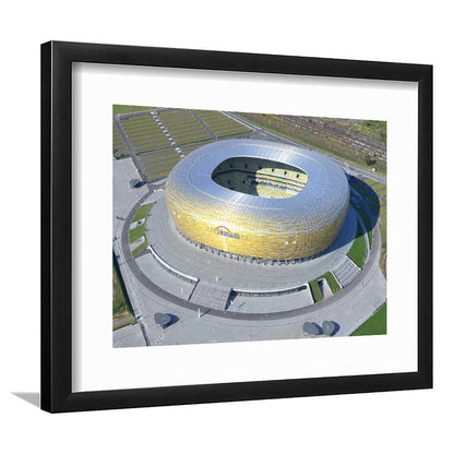 Energa Stadium in Poland, Stadium Canvas, Sport Art, Gift for him, White Border Framed Art Print Wall Decor