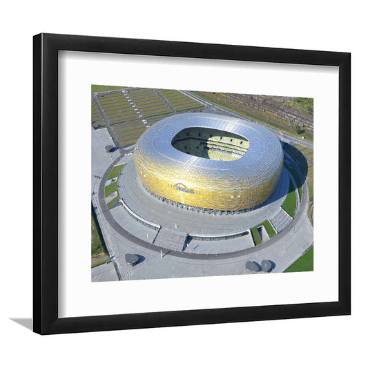 Energa Stadium in Poland, Stadium Canvas, Sport Art, Gift for him, White Border Framed Art Print Wall Decor