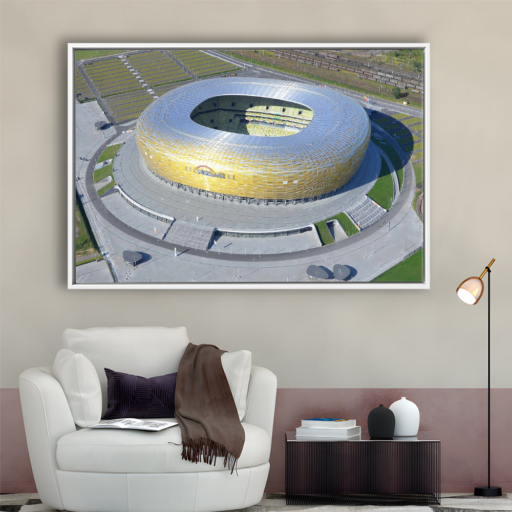 Energa Stadium in Poland, Stadium Canvas, Sport Art, Framed Canvas Print Wall Art, Floating Frame
