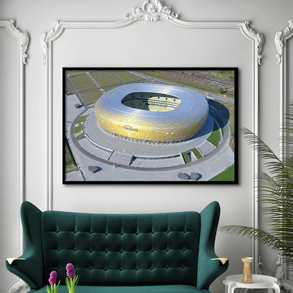 Energa Stadium in Poland, Stadium Canvas, Sport Art, Gift for him, Framed Art Print Wall Decor, Picture Framed