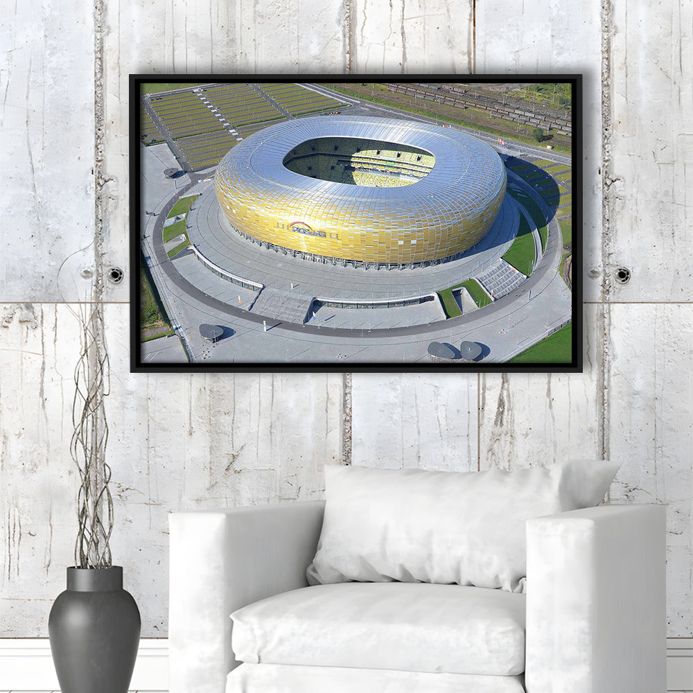 Energa Stadium in Poland, Stadium Canvas, Sport Art, Framed Canvas Print Wall Art, Floating Frame