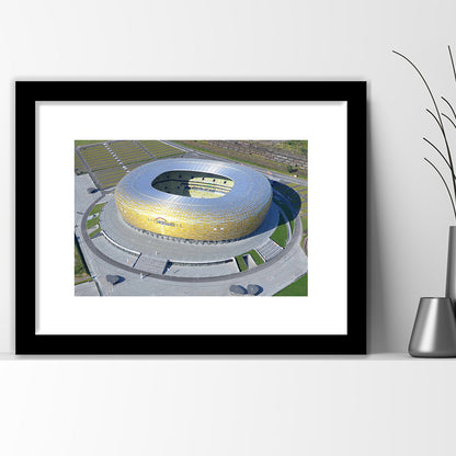 Energa Stadium in Poland, Stadium Canvas, Sport Art, Gift for him, White Border Framed Art Print Wall Decor