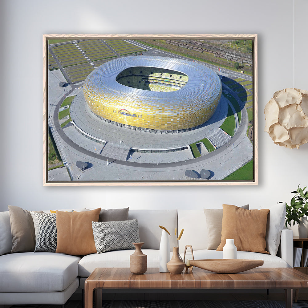 Energa Stadium in Poland, Stadium Canvas, Sport Art, Framed Canvas Print Wall Art, Floating Frame